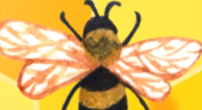 Abeja vista desde arriba con alas extendidas